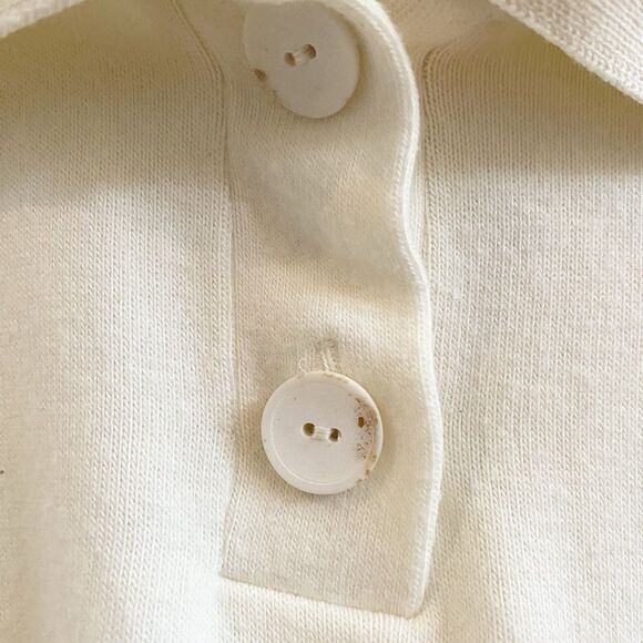 Zara Creamy Ivory Cropped Cotton Blend Longsleeve Sweater‎ Size Small - Picture 5 of 11